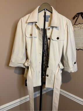 Tailored Cream Trench Jacket with Belt